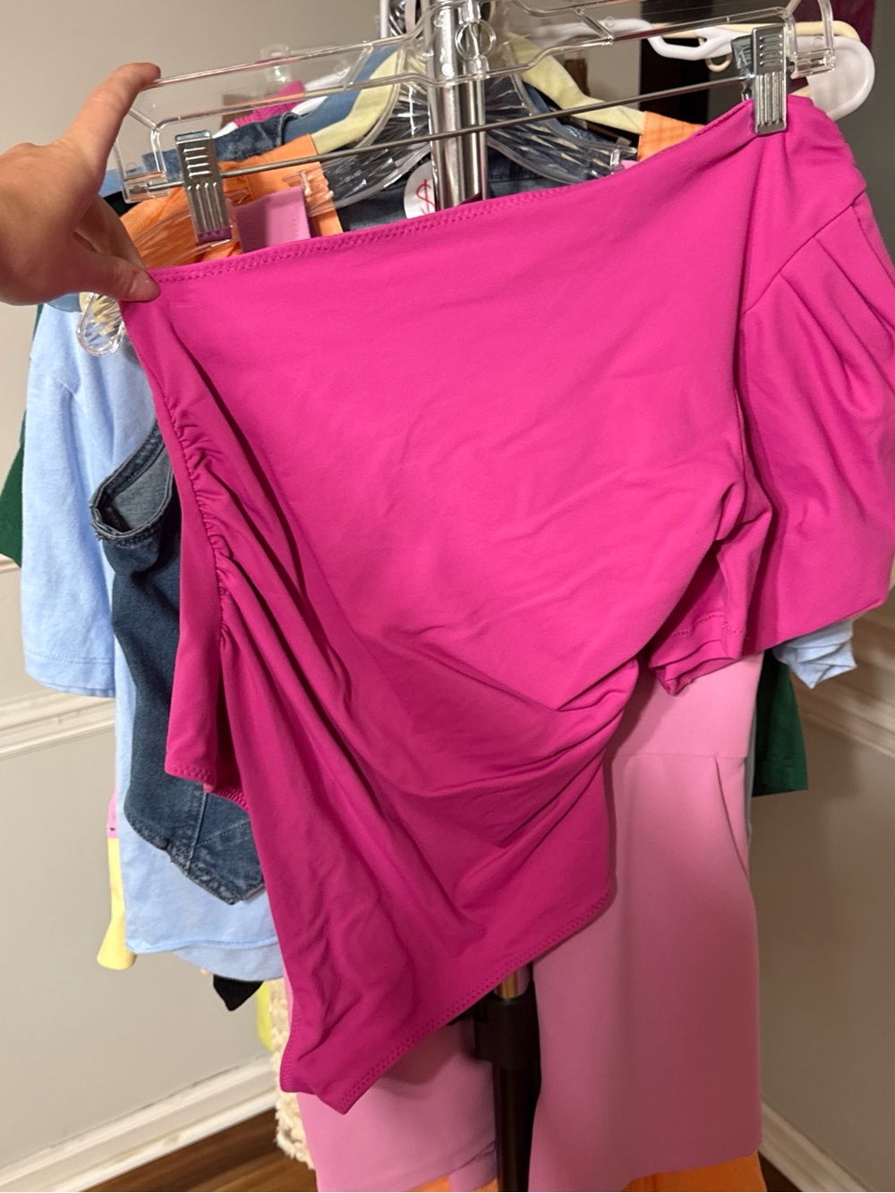 Free People Bright Fuchsia Off-Shoulder Top